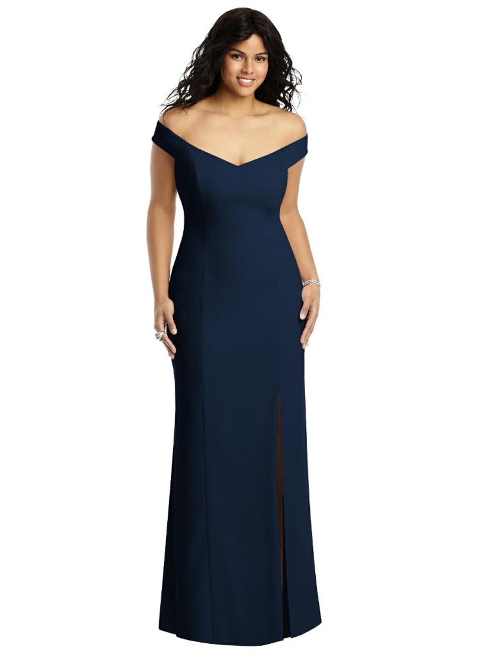 Dessy 3012...Off-the-Shoulder Criss Cross Back Trumpet Gown...Midnight...Sz 16